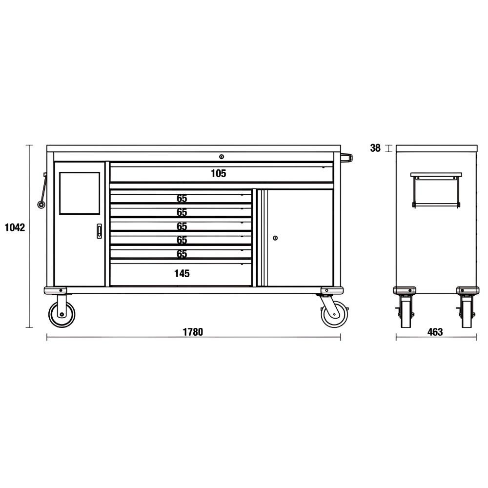 Carrinho de Ferramentas 7 Gavetas Protegidas por Tapete Interno Lixeira Embutida C45pro Mws/x Beta - 2