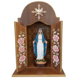 Oratório Capela Porta Fixa e Flores para Imagens de até 22cm Marrom Barroco - Coleção Congonhas - 4