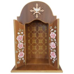 Oratório Capela Porta Fixa e Flores para Imagens de até 22cm Marrom Barroco - Coleção Congonhas - 1