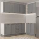 Ver imagem 1 de Cozinha Modulada 6 Peças sem Tampo 3 Armários Aéreos e Nichos, 3 Balcões CabeCasa MadeiraOriginals C