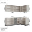 Ver imagem 2 de Cozinha Modulada 6 Peças sem Tampo 3 Armários Aéreos e Nichos, 3 Balcões CabeCasa MadeiraOriginals C
