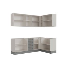Cozinha Modulada 6 Peças sem Tampo 3 Armários Aéreos e Nichos, 3 Balcões Cabecasa Madeiramadeira - 7