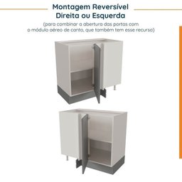 Cozinha Modulada 6 Peças sem Tampo 3 Armários Aéreos e Nichos, 3 Balcões Cabecasa Madeiramadeira - 17