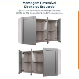 Cozinha Modulada 6 Peças sem Tampo 3 Armários Aéreos e Nichos, 3 Balcões Cabecasa Madeiramadeira - 12