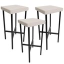 Ver imagem 1 de Kit 03 Banquetas Alta Bar Cozinha Sala de Jantar Preto Stella L02 Linho Cru - Lyam Decor