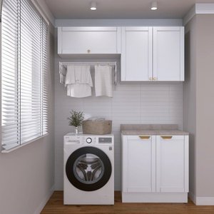 Lavanderia Modulada 3 Peças 2 Armários Aéreos 1 Balcão 2 Portas Cabecasa Madeiramadeira