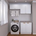 Ver imagem 1 de Lavanderia Modulada 3 Peças 2 Armários Aéreos 1 Balcão 2 Portas CabeCasa MadeiraOriginals Branco