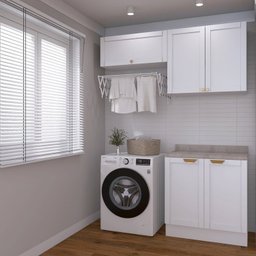 Lavanderia Modulada 3 Peças 2 Armários Aéreos 1 Balcão 2 Portas Cabecasa Madeiramadeira - 10