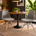 Ver imagem 2 de Kit com 2 Cadeiras Saarinen com Pés de Madeira Cinza Brasão