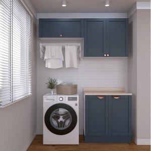 Lavanderia Modulada 3 Peças 2 Armários Aéreos 1 Balcão 2 Portas Cabecasa Madeiramadeira
