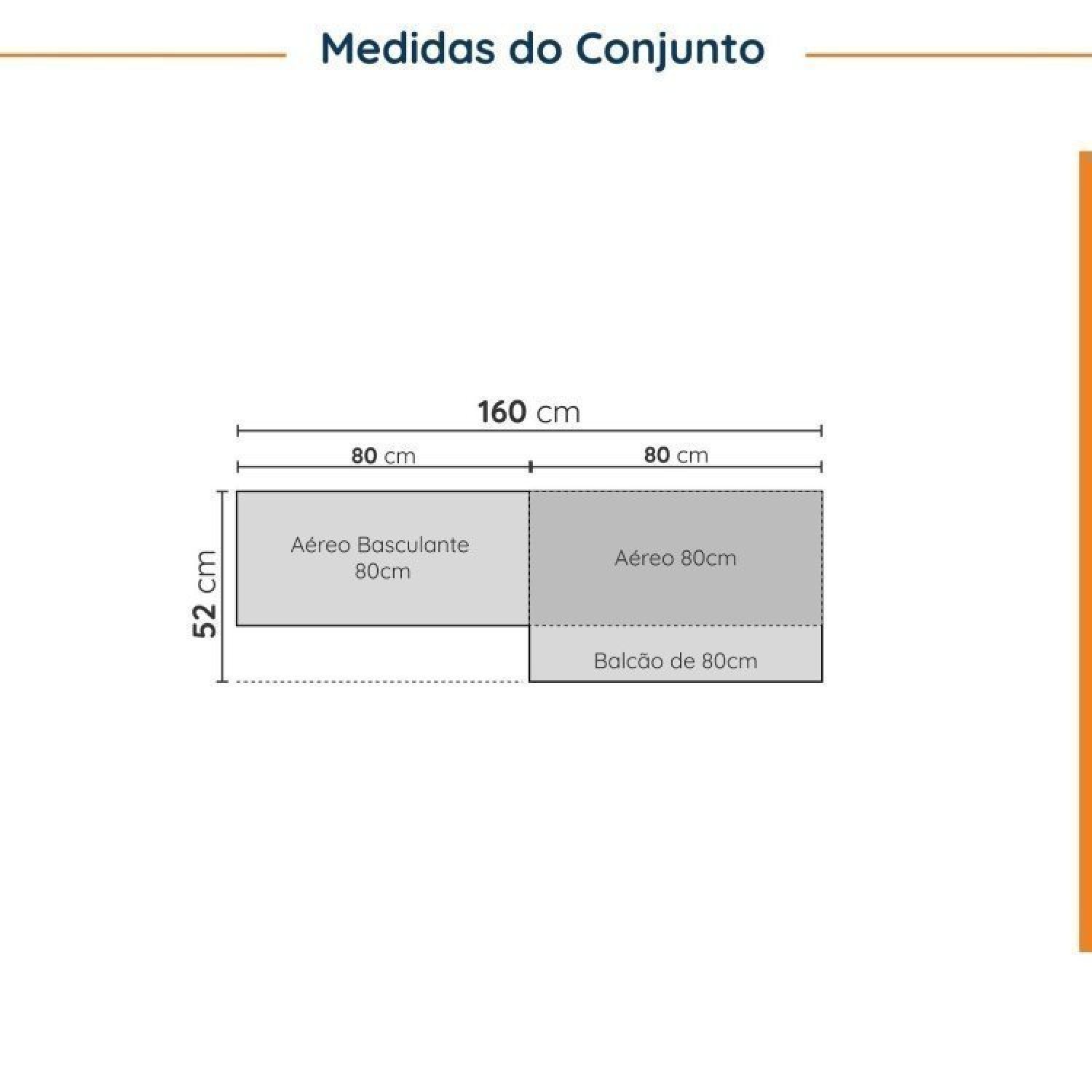 Lavanderia Modulada 3 Peças 2 Armários Aéreos 1 Balcão 2 Portas Cabecasa Madeiramadeira - 2