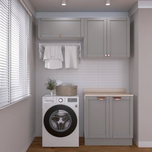 Lavanderia Modulada 3 Peças 2 Armários Aéreos 1 Balcão 2 Portas Cabecasa Madeiramadeira