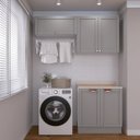 Ver imagem 1 de Lavanderia Modulada 3 Peças 2 Armários Aéreos 1 Balcão 2 Portas CabeCasa MadeiraOriginals Cinza/Branco