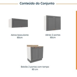 Lavanderia Modulada 3 Peças 2 Armários Aéreos 1 Balcão 2 Portas Cabecasa Madeiramadeira - 3