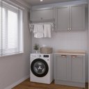 Ver imagem 6 de Lavanderia Modulada 3 Peças 2 Armários Aéreos 1 Balcão 2 Portas CabeCasa MadeiraOriginals Cinza/Branco