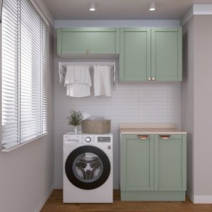 Lavanderia Modulada 3 Peças 2 Armários Aéreos 1 Balcão 2 Portas Cabecasa Madeiramadeira