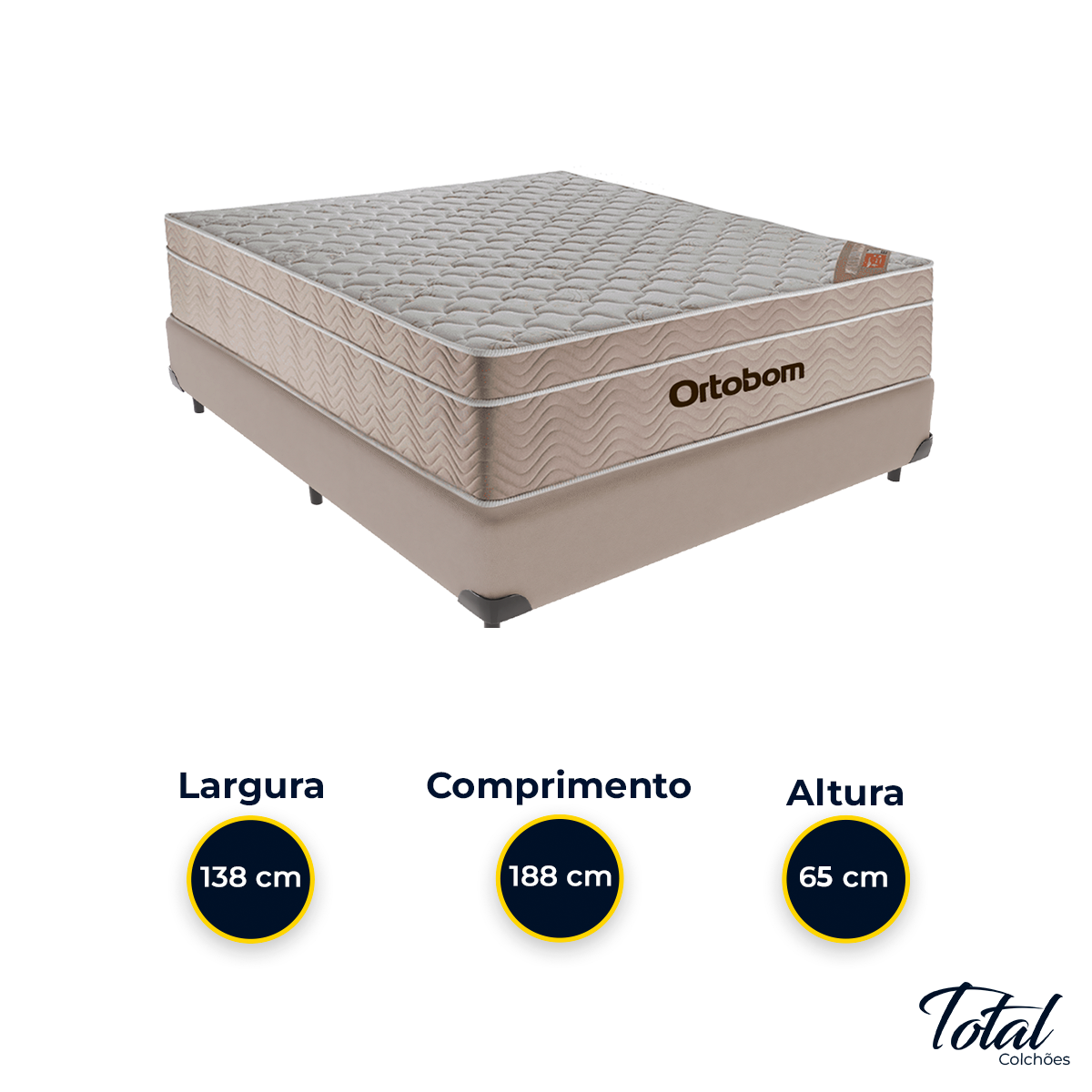 Cama Box Casal Bege e Colchão Airtech Springpocket Molas Ensacadas Ortobom - 3