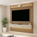 Ver imagem 1 de Painel Frisado para TV até 70 Polegadas com LED 218CMX179CM Cinamomo Off-White