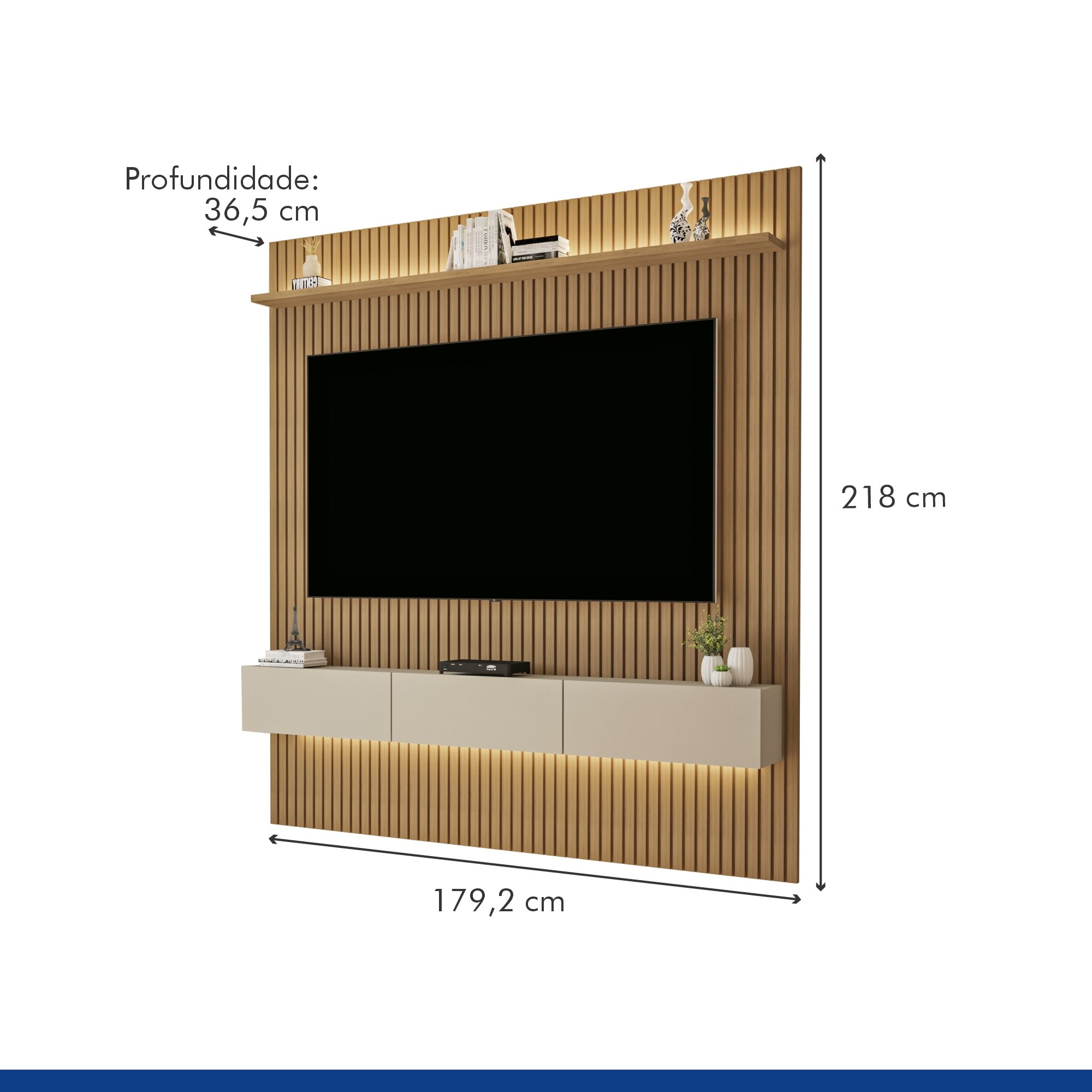 Painel para Tv até 70 Polegadas Frisado com Led Duplo 3 Portas Curitiba - 5