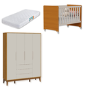 Ver imagem 2 de Quarto de Bebê Berço Evolution + Guarda Roupa Infantil 4P e 3g Areia Savana Classic com Colchão