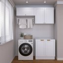 Ver imagem 1 de Lavanderia Modulada 3 Peças sem Tampo 2 Armários Aéreos 1 Balcão 2 Portas CabeCasa MadeiraOriginals Branco