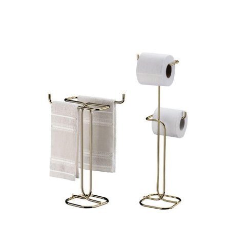Kit Banheiro Dourado Future Porta Papel Higiênico Chao Porta Toalha de Bancada 1176dd 1177dd