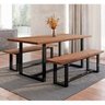 Conjunto de Jantar Mesa 210cm com 2 Bancos Rústico Industrial Lumber CabeCasa MadeiraOriginals - 1