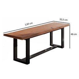 Conjunto de Jantar Mesa 210cm com 2 Bancos Rústico Industrial Lumber CabeCasa MadeiraMadeira - 9