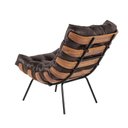 Ver imagem 2 de Kit Poltrona Costela com Puff para Sala Couro Puro Tabaco