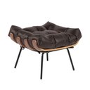 Ver imagem 3 de Kit Poltrona Costela com Puff para Sala Couro Puro Tabaco