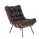 Ver imagem 4 de Kit Poltrona Costela com Puff para Sala Couro Puro Tabaco