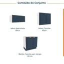 Ver imagem 3 de Lavanderia Planejada 3 Peças sem Tampo 2 Aéreos 3 Portas 1 Balcão Arizona CabeCasa MadeiraOriginals Azul/Branco
