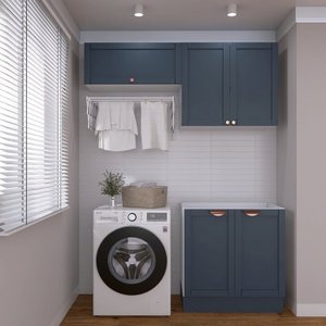 Lavanderia Modulada 3 Peças sem Tampo 2 Armários Aéreos 1 Balcão 2 Portas Cabecasa Madeiramadeira
