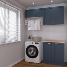 Lavanderia Modulada 3 Peças sem Tampo 2 Armários Aéreos 1 Balcão 2 Portas Cabecasa Madeiramadeira - 9