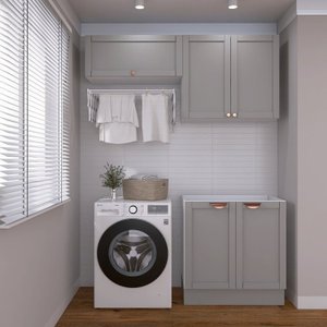 Lavanderia Modulada 3 Peças sem Tampo 2 Armários Aéreos 1 Balcão 2 Portas Cabecasa Madeiramadeira