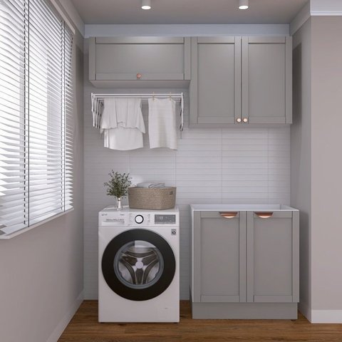 Lavanderia Modulada 3 Peças sem Tampo 2 Armários Aéreos 1 Balcão 2 Portas CabeCasa MadeiraOriginals