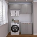 Ver imagem 1 de Lavanderia Modulada 3 Peças sem Tampo 2 Armários Aéreos 1 Balcão 2 Portas CabeCasa MadeiraOriginals Branco/Cinza