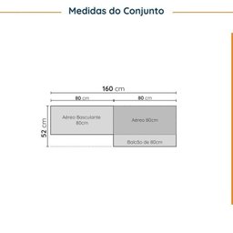 Lavanderia Modulada 3 Peças sem Tampo 2 Armários Aéreos 1 Balcão 2 Portas Cabecasa Madeiramadeira - 2
