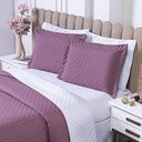 Ver imagem 2 de Kit Cobre Leito Milão Casal 3 Peças 100% Poliéster - Rose Cassis / Branco