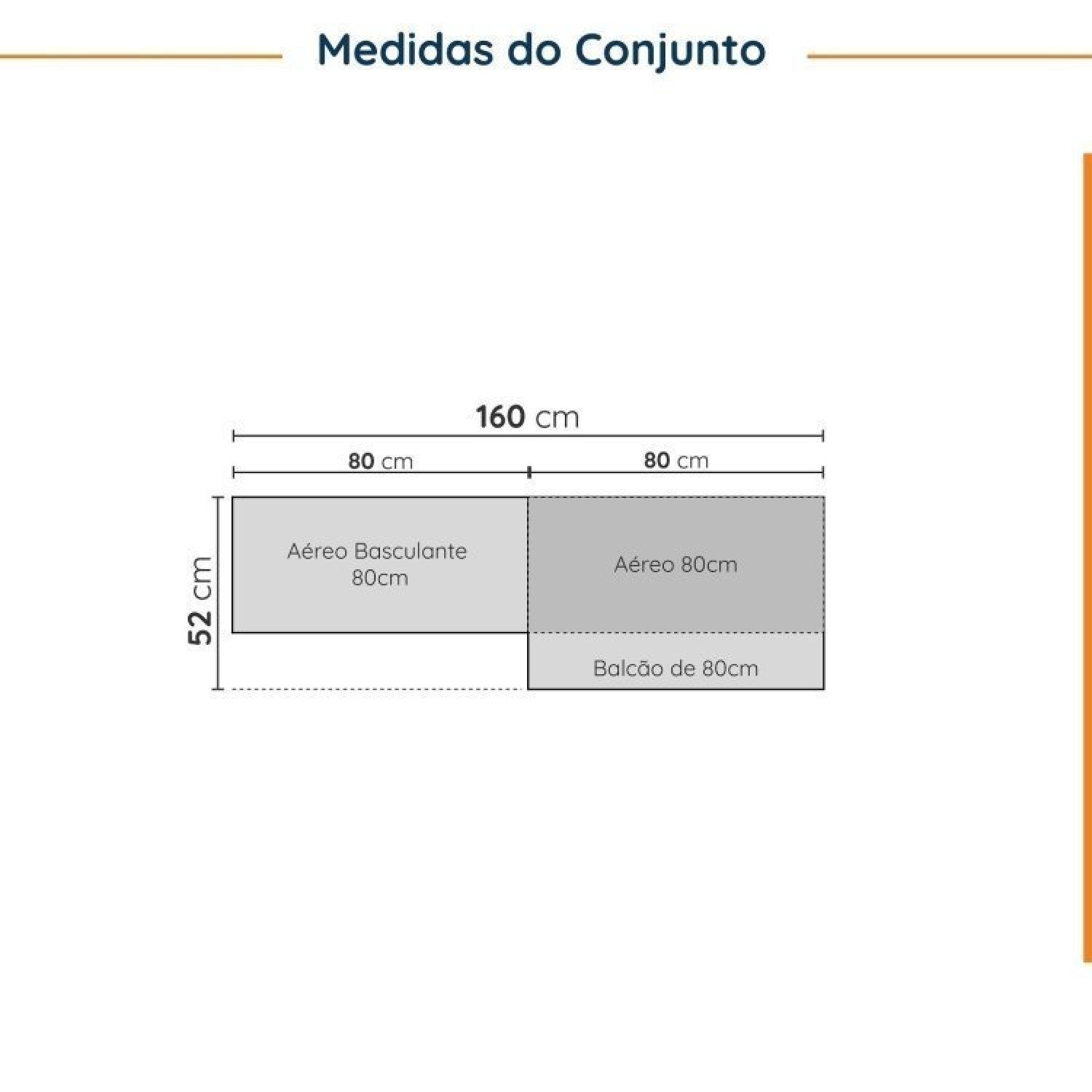 Lavanderia Modulada 3 Peças sem Tampo 2 Armários Aéreos 1 Balcão 2 Portas Cabecasa Madeiramadeira - 3