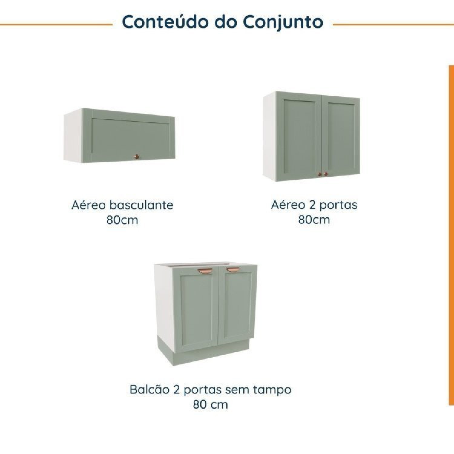 Lavanderia Modulada 3 Peças sem Tampo 2 Armários Aéreos 1 Balcão 2 Portas Cabecasa Madeiramadeira - 4