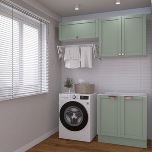 Lavanderia Modulada 3 Peças sem Tampo 2 Armários Aéreos 1 Balcão 2 Portas Cabecasa Madeiramadeira