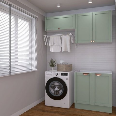 Lavanderia Modulada 3 Peças sem Tampo 2 Aéreos 3 Portas 1 Balcão Arizona CabeCasa MadeiraOriginals