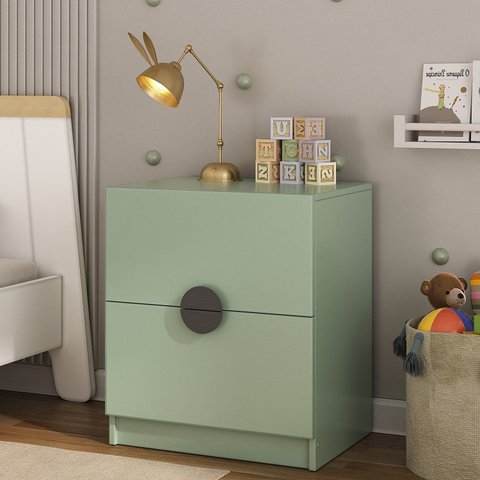 Mesa de Cabeceira Infantil Planejada com 2 Gavetas Joy Kids CabeCasa MadeiraOriginals Verde