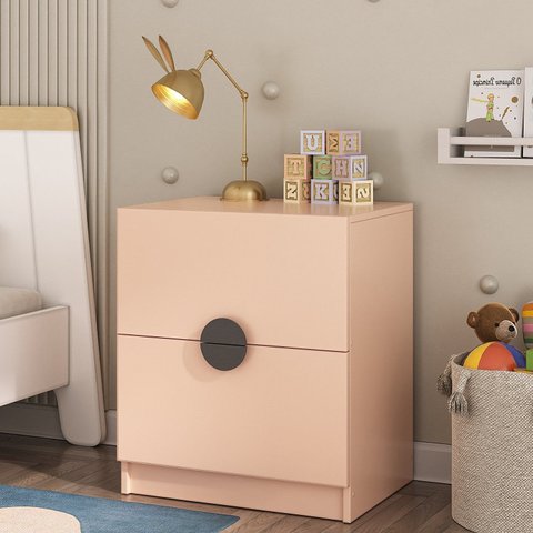 Mesa de Cabeceira Infantil Planejada com 2 Gavetas Joy Kids CabeCasa MadeiraOriginals Rosa/Salmão