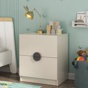 Ver imagem 1 de Mesa de Cabeceira Infantil Planejada com 2 Gavetas Joy Kids CabeCasa MadeiraOriginals Cinza