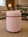 Ver imagem 1 de Puff com Cinta Superior Cobre Fosco Rosa Linho - Let Móveis