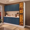 Ver imagem 1 de Cozinha Pérola com Rodapé 5 Peças com Cristaleira Yescasa Azul