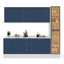 Ver imagem 2 de Cozinha Pérola com Rodapé 5 Peças com Cristaleira Yescasa Azul