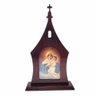 Capela Santuário Mãe Rainha com Vidro Madeira Mogno 35 cm - 1